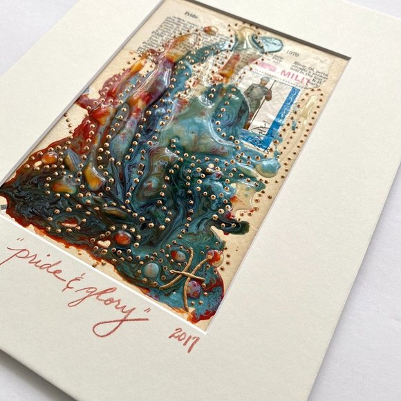 Original Art “Pride & Glory” Artwork Mixed Media Painting Frame Ready 8”x10” - Picture 4 of 6